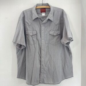 VTG Rustler Mens Short Sleeve Western Shirt Plaid Snap Button Pearl Snap XXL